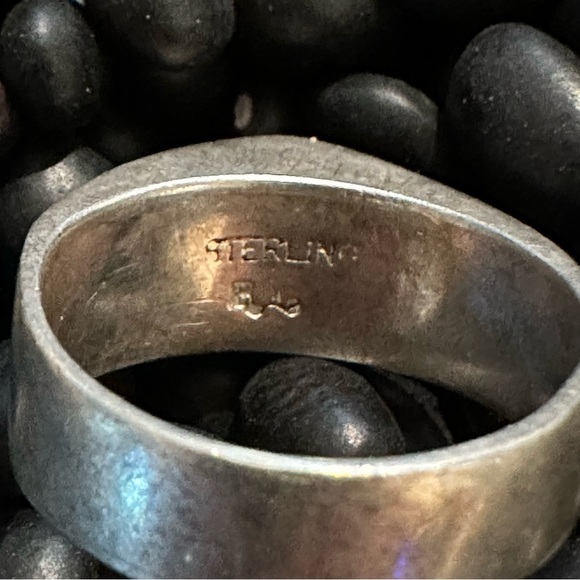 Amazing 7 Stone Menorah Fire Opal Sterling Silver Solid Pyramid Ring Hallmark RL - Picture 9 of 9